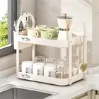 Kitchen Countertop Organizer Rack for Cups Fruits and Spice Jars Beige