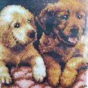 Labrador Retriever Puppies Latch Hook Kit 20" x 27" Caron No. 4295 Craft Kit