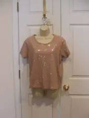 nwt NEWPORT NEWS BLUSH CHAMPAGNE SEQUIN sparkle formal top size MEDIUM