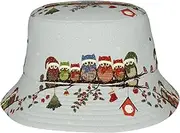 [SAAKE] Cute Christmas Owls On Branch Print Unisex Bucket Hat Twill Fabric Sun Protection Stylish for All Seasons Bucket Hats Black, Black, One Size