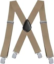 [STKARCV] Heavy Duty Big and Tall Suspenders for Men,Wide X-Back 4 Strong Clips, Adjustable Elastic Trouser Braces Strap Belts(Brown)