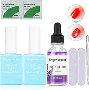 Finger Secret Nail Polish Gel Remover Kit- Professional Manicure Essential. Includes Latex Tape, Nail Cuticle Oil (Lavender), Nail Remover. 15ml/0.5floz.Ideal For Home Use and Salon.