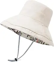 [MESU] Women Bucket Hat UV Sun Protection Wide Brim Fishing Cap Foldable Floppy Sun Hat, Reversible Double-Side Wear
