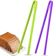 Toaster Tongs, 2 Pack Silicone Tongs Small Tongs for Cooking, 11.4 Inch Toast Tongs Food Tongs for Cakes / Pasta / Salad, Rubber Tongs Ice Tongs, Kitchen Long Mini Tongs