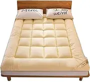 Folding Futon Mattress, Portable Adult Mattress, Soft and Breathable, Suitable for Floor Mats, Student Dormitory, Bedroom.(Yellow,200 * 220cm)