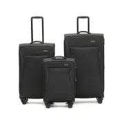 3pc Tosca Aviator 2.0 Travel 21" Carry On 28/32" Trolley Case Set - Black