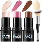 3Pcs Cream Contour Stick Makeup Kit - Highlighter, Blush, Bronzer, LIGHT MEDIUM