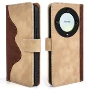 For Honor X9a 5G PU Leather Phone Stand Case Dual Color Splicing Wallet Phone Cover