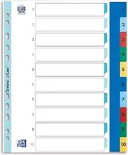 Elba 100205095 File Divider 1-10 6 Pieces Plastic A4 XL Pack of 25 Multi-Coloured