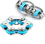 Fidget Toys Set - Include Six Roller Chain Fidget & Key Flippy Chain, Stress Reducers, Fidget Blocks for Autism Stress and Anxiety Relief, Blue
