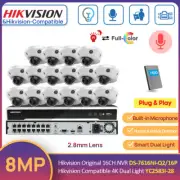Hikvision 16CH 4K NVR 8MP MIC Dual Light Dome Camera CCTV System Kit Plug Play