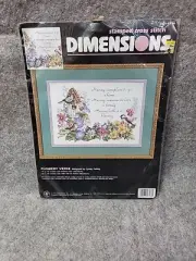 Dimensions Stamped Cross Stitch kit "Flowery Verse" #3160, made in USA, 1996