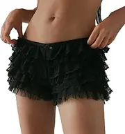 [Meiweileya] Womens Ruffle Bloomer Shorts Lace Frilly Micro Mini Shorts Y2k Lolita Layered Booty Skirts Boy Teens Girl Panties