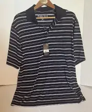 NEW Pebble Beach Polo Shirt Size Small Blue Performance Striped Golf