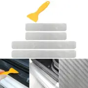 4x Door Sill Panel Paint Protection Film IN Transparent Carbon Trim + Scraper (for: Renault)
