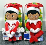 New Elf on the Shelf Plushy Pals - Dark Skin Boy & Girl Pair 17"
