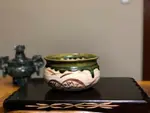 日本中古回流老織部燒 手繪自然流釉 肥釉淚建水茶海 杯洗茶洗