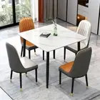 Heavy Stone Marble Dining Table Counter Side Breakfast Table Sturdy Metal Frame