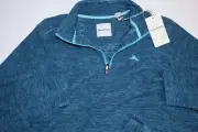 Tommy Bahama Cloud Peak Half Zip Fleece Sweatshirt LS At Sea Blue New Medium M