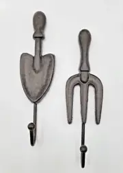 Wall Hook Cast Iron Key Towel Coat Hanger 2 Hooks Garden Tools