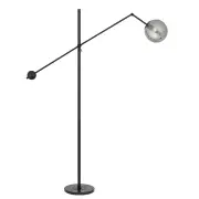Kemi Floor Lamp, White, Smoke Glass, Black Marble