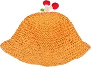 [LIFKOME] Straw Weaving Sun Hat for Boys and Girls Summer Outdoor Hat Uv Shield for Beach Parties Orange