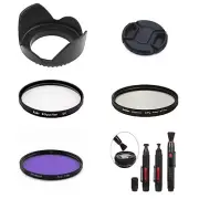 SA25 49mm Camera Bundle Lens Hood Cap UV CPL FLD Filter Brush Set For Sony Lens