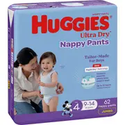 Huggies Ultra Dry Nappy Pants Boys Size 4 (9-14kg) 62 pack