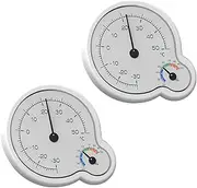 Room Thermometer - 2Pcs Analog Thermometer and Hygrometer, Wall-Mounted Accurate Thermometer for in/Outdoor, Temperature and Humidity Sensor Monitor, Built-in Mechanical Movement, No Need Battery
