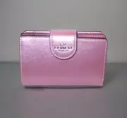 COACH Medium Corner Zip Wallet CW528 in Metallic Pink w Silver Hardware New!!