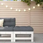 Garden Footstool with Cushion White Solid Wood Pine,Wooden Garden Footstool with Cushion for Cozy Outdoor Relaxation Outdoor Sectional Sofa Units