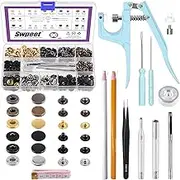 Swpeet 90 Sets 12.5mm Leather Snap Fasteners and Snap Pliers Press Pliers Install Tools Sets with 4Pcs Fixing Tools Assortment Kit, Leather Snaps Metal Snaps Metal Button for Clothes, Jackets, Jeans