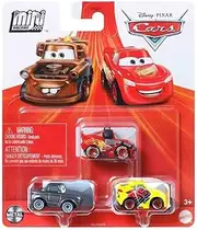 Disney Pixar Cars Mini Racers 3 Pack (Rusteze Cruz Ramirez - Sterling - Lightning McQueen with Headset)