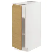 METOD base cabinet with shelves, white/Voxtorp oak effect, 30x60x80 cm