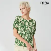 在飛比找momo購物網優惠-【Diffa】綠花繭型設計上衣-女