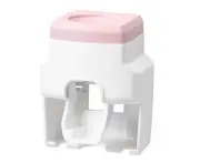 Wall Mount Automatic Toothbrush Holder Toothpaste Squeezer Bathroom Accessories-Pink