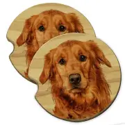 Golden Wood Car Coaster Gift Set fit Car & Truck Cup Holder