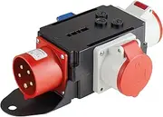 as - Schwabe Mixo Ruhr Adapter/Power Distributor - CEE Plug to 2 CEE Sockets and 1 Schuko Socket - Robust Construction Sites High Current Distributor - IP44 - Made in EU I 60833