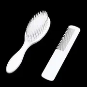 Baby Hair Brush and Comb Set for Newborns Toddlers Infant Safety Healthcare and Grooming Kit Scalp Massage Kit - White
