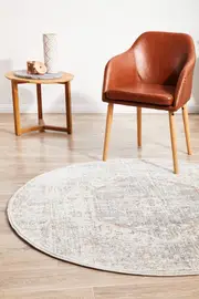 1 Abode Rug Culture Silver & Peach Vintage Look Durable Round Rug