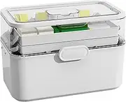 Medicine Organizer, Home Medicine Cabinet Storage, Removable 3 Tier Medication Case, Tools Container with Tray, Ideal for Family, Seniors, Sturdy Construction, 11.22x6.69x6.1 Inch
