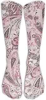 [XMKWI] Pink Paisley Pattern Girls Fashion Athletic Crew Sock Stocking Exercise Compression Socks