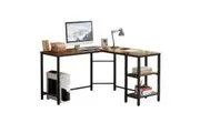 Foret Computer Desk L-Shape Office Corner Table Storage Study Work Metal Antique