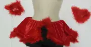 VELVET SPANDEX half SKIRT TAP JAZZ Red FEATHERED Ladies Dance Rockette backskirt