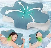 Cervical Memory Foam Pillow for Neck and Shoulder Pain - Adjustable Orthopedic Pillow with Armrest Design - Bed Pillow with Cooling Washable Cover for Side, Back & Stomach Sleepers – 100-Night Trial