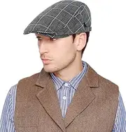 [Generic] Classic Plaid & Stripe Cap for Men Women Cotton Flat Outdoor Cabbie Beret Hat