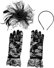 [TOVINANNA] Retro Gauze Headband Party Fascinator Wedding Veil Hairpin Proms Hair Accessory Banquet Headdress Black