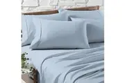 Renee Taylor Egyptian Cotton Sheet and Pillowcase Bedding Sleep Set - Sky