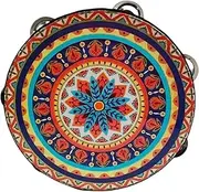 Tambourines for Adults 6/7/8 Inch Professional Percussion Tamborine for Beach Parties, Ethnic Dance Metal Jingles Hand Drum(6 inch,D)