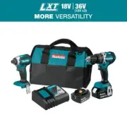 Makita Cordless Hammer Drill + Impact Driver Combo Kit 18V LXT Li-Ion Brushless